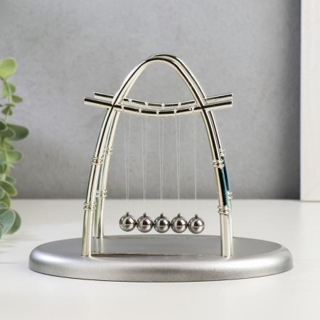 Newtonian pendulum Bamboo Silver 14x18x11 cm-1