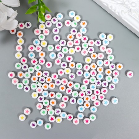 A set of beads for creativity Plastic "Bright Star on White" set of 20 g 0.7x0.7 cm
