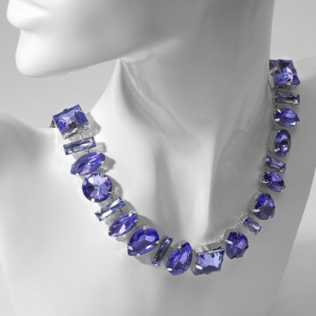 The necklace "Jewelry" is geometry, lilac color in silver, 32 cm-1