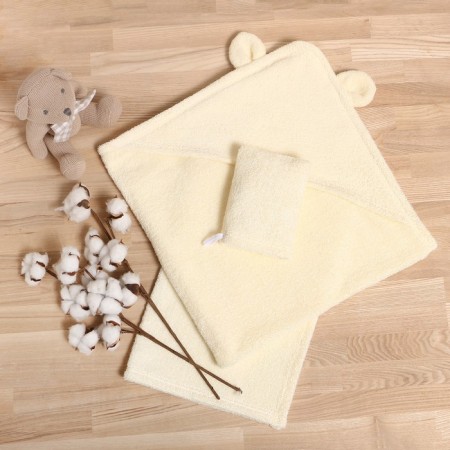 Set for bathing the crumb I (a concrete towel 85*85 ± 2cm, a towel 40*55cm, mittens) milk