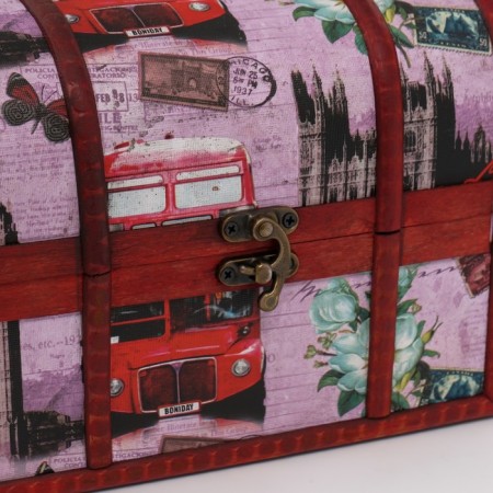 Casket wood chest "Traveling in Europe" 15x20x15 cm-2