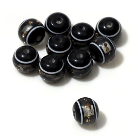 Busina "Rondel" inclusive, 1 × 1 × 0.8 cm, (set 10 pcs.), Black color-1