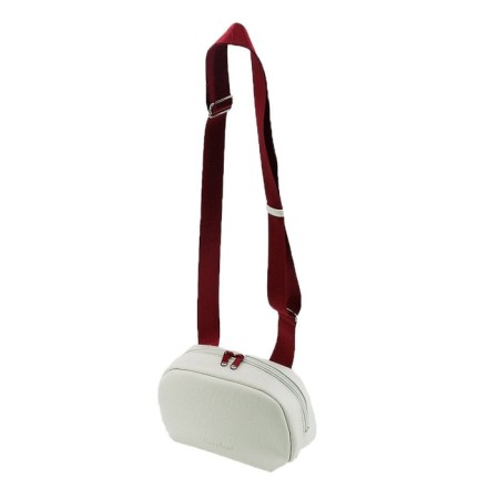 Female bag, artificial leather, white/red 21x7x14 cm-1