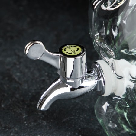 Glass jug with a crane "Skull", 8.3 l, the color is transparent-1