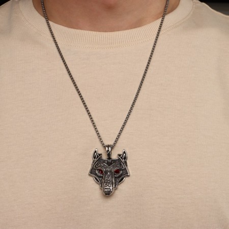 Obel Obel "wolf" eyes, red color in black silver, 58 cm-1
