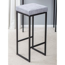 FRAME bar stool, 356 × 336 × 811 mm, velor, gray / black metal color