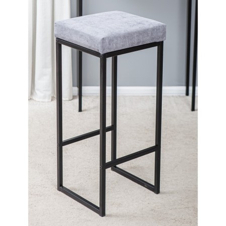 FRAME bar stool, 356 × 336 × 811 mm, velor, gray / black metal color