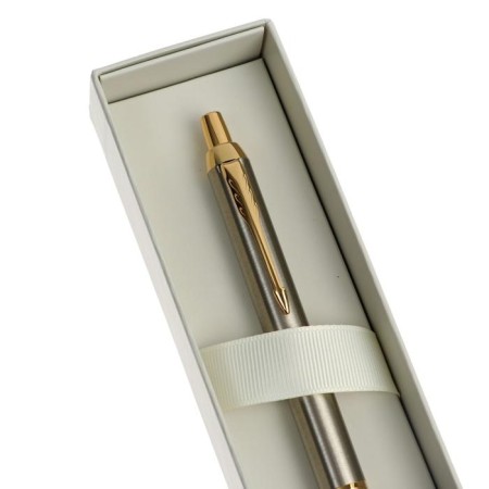 Ballpoint Parker Im Core K321 Brushed Metal GT M, Brass Boil, Blue Ink-4