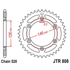 Vedic star, JT SPROCKETS R808-44, chain 520, 44 teeth