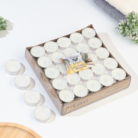 A set of tea candles, 100 pieces, white, "give beautifully"-2