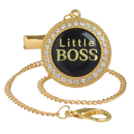 Set: Nipple - Orthodontic dummy with the holder "Little Boss", with a cap, from 6 months., Golden, rhinestones-8