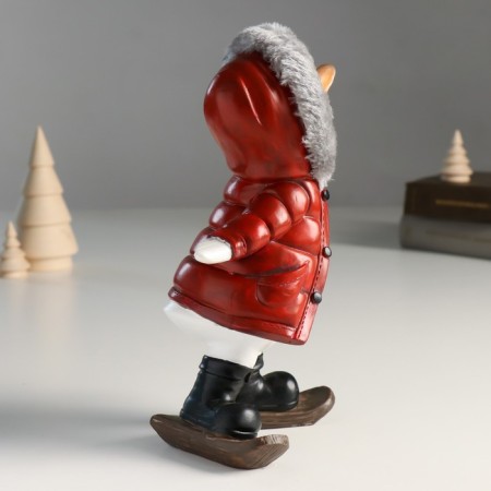 Polystone souvenir "Goose in a down jacket with a ski hood" 8x14x20.5 cm-1