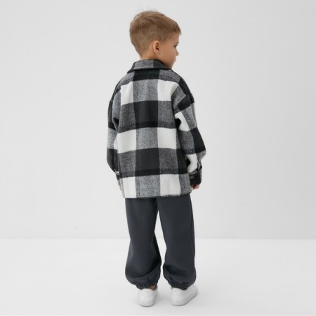 Children's shirt kaftan insulated, gray color, size 34 (122-128 cm)-4