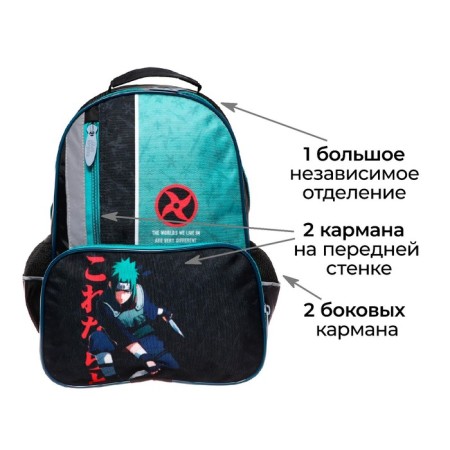School backpack, 37 x 26 x 13 cm, ergonomic back, Calligrata ORT "Anime Fighter"-2
