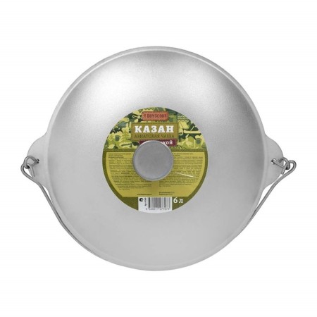 Kazan aluminum cast boyscout, with a lid and an arc, 6 l, Asian bowl, a flat bottom-1