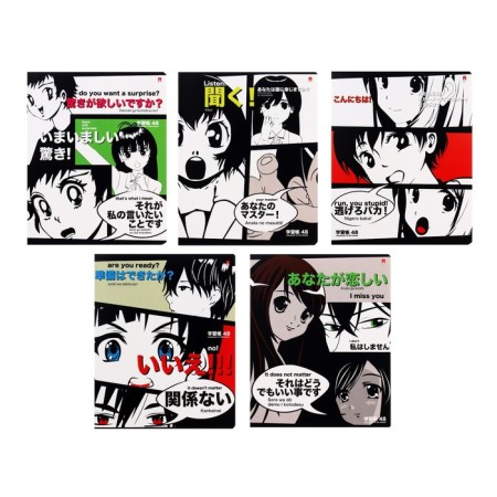 Notebook of 48 sheets in the Manga Anime cage, cover coated cardboard, matte lamination, mix