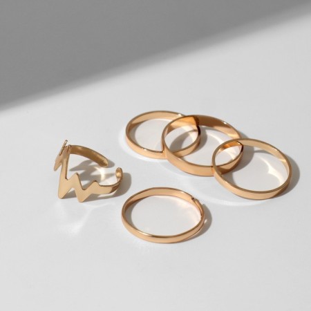 Ring set 5 pieces "grace", size mix, color gold-2