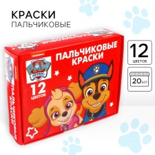 Краски пальчиковые 12 цветов по 20 мл "Скай и Гончик", Щенячий патруль