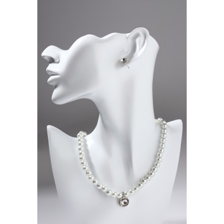 Set 2 objects: earrings, Antoinetta necklace crystals, white color in silver, 40 cm-8