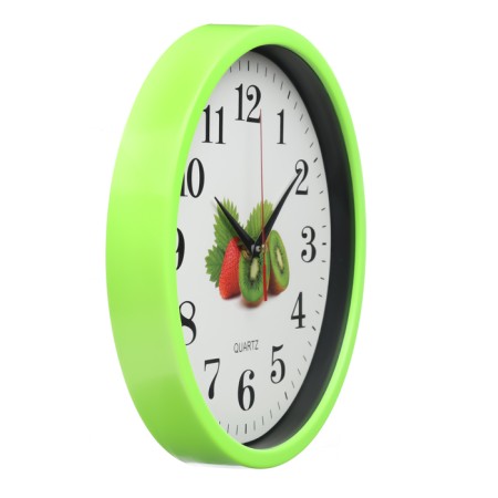 Wall clock, series: kitchen, "kiwi and strawberries", smooth move, d-28 cm-1