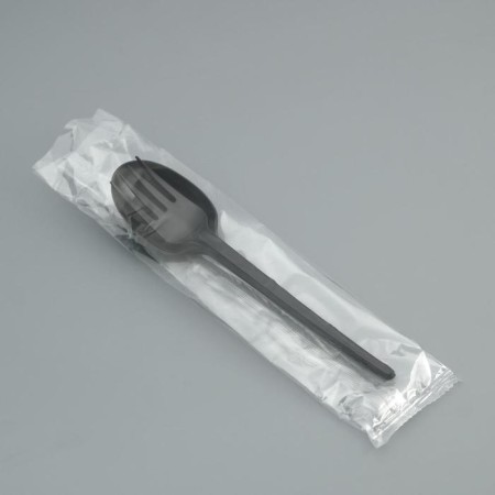 Set of disposable dishes "Fork, spoon" Black, 16.5 cm-2