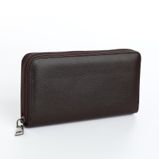 Men's purse-clate on a zipper, a department for bills, maps, coins, brown color