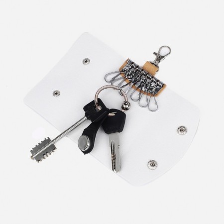 Key of buttons, length 10.5 cm, 6 carabiners, white/pink color-2