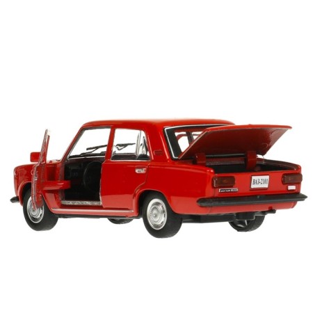 Metal machine "VAZ -2101", retro - model "Kopeika", doors, trunk, inertia, 12 cm, red are opened-4