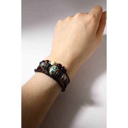 Bracelet Skin "hippie" bead, brown color, d = 6 cm-1