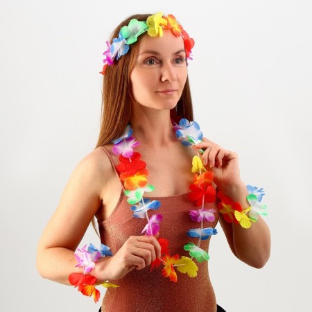Hawaii set: necklace, wreath, 2 bracelets