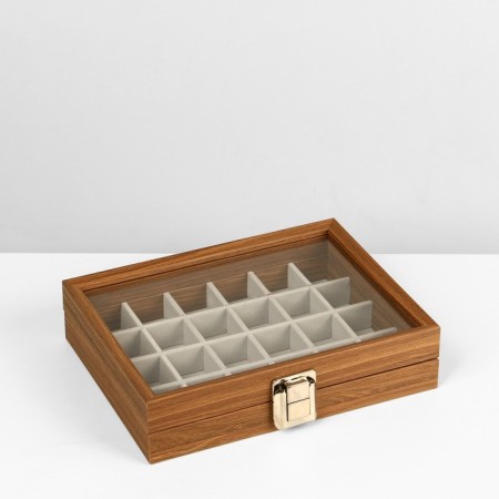Stand for jewelry "Casket Wood" 24 cells, 16 × 21 × 5 cm, gray color in a tree-3
