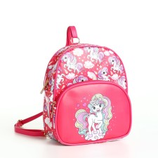 The backpack is unicorn, 20*8*23, lightning department, n/pocket, pink