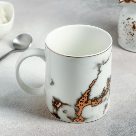 Porcelain mug "Marbl", 350 ml, white color-1