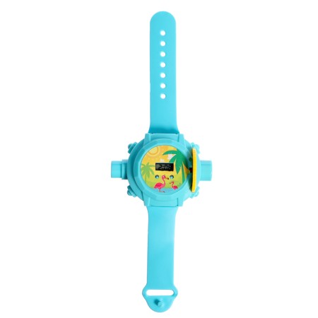 Clock-design "Animals", light effects, 24 pictures, blue color-1