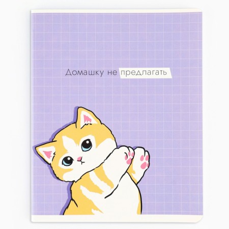 Notebook in a cage, 48 sheets A5 on a paper clip 5 pcs., Inner block No. 1 Mix “September 1: a cat with the paws” Twin Laca, UV lacquer-4