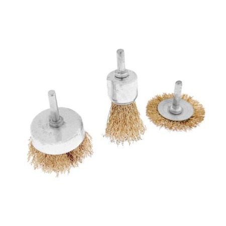 A set of metal brushes for a tundra drill, flat 50 mm, cups 25-50 mm, 3 pcs.