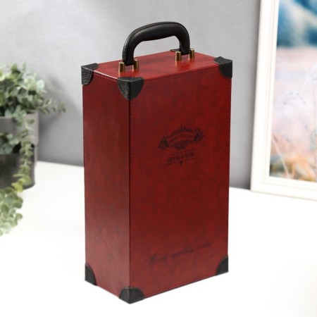 Casket wood, leatherette for a bottle "Bordeaux" 4 items 35.5x20x12 cm-1