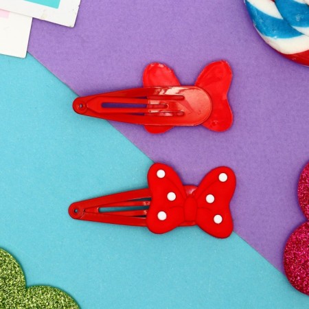 Invisibility for hair "Abel" (set 2 pcs) a bow in peas, 5 cm, red-1