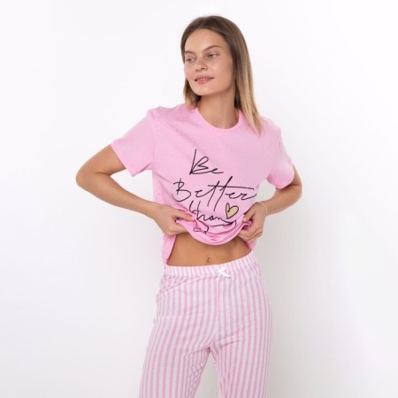 Female set (T -shirt/pants), pink color, size 52-1