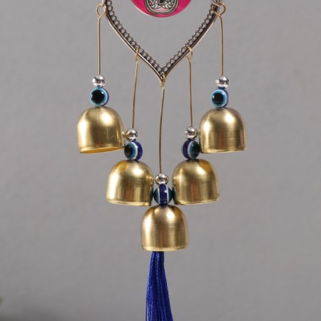 Music of wind metal from the evil eye "Hand of Fatima" 5 bells 36 cm-2