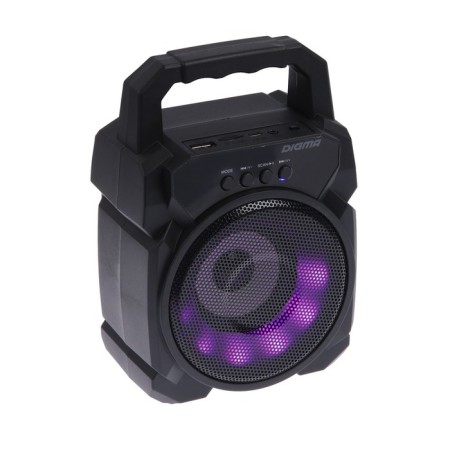 Digma D-PS1500 portable column, 10W, BT, Microsd, USB, AUX, FM, 500 Mam, Black