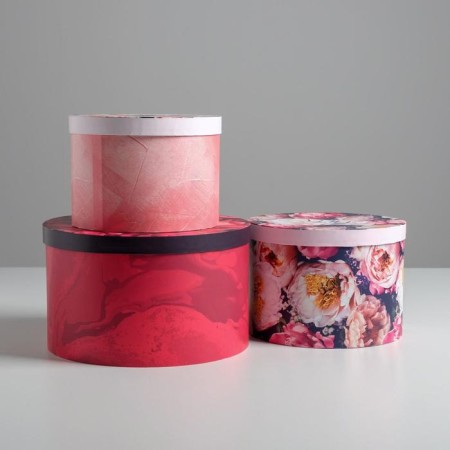 A set of boxes 3 in 1, gift packaging, “Flowers”, 18 x 18 x 13–25 x 25 x 15 cm-2