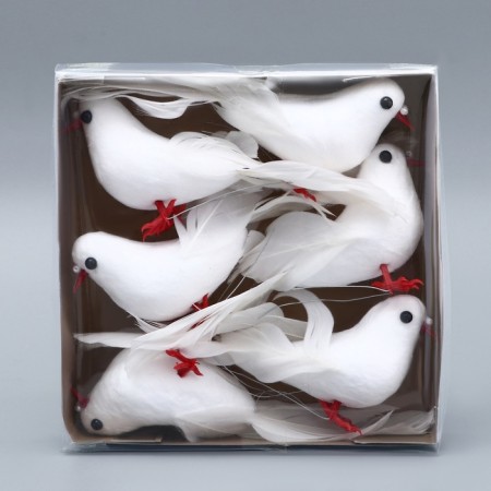 A bird for decoration and floristry, on the clothespin, white, plastic, 1 pc., 8 x 8 cm-12