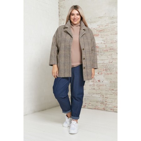 Female jacket, size 64, brown color-2