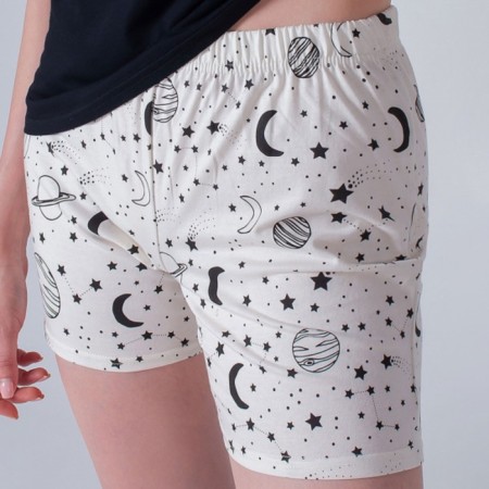 Female home set (T -shirt/shorts), black/milk color, size 50-5