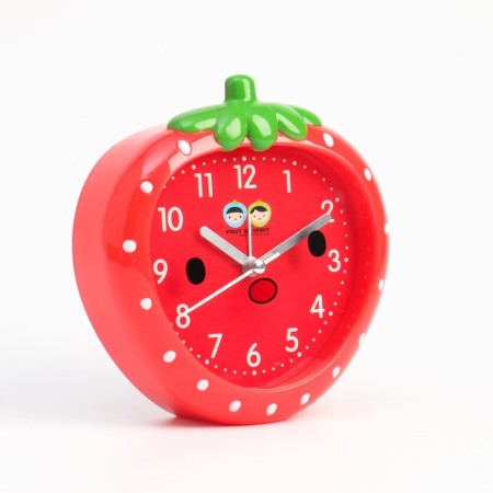 Clock - HELP WEAR "Strawberry" Children's, discrete move, 13 x 14 cm, aa-1