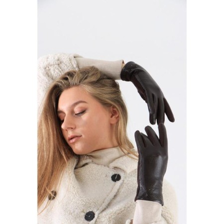 Gloves are female, dimensionless, without insulation, brown color-1