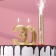 Candle in the cake jubilee "Face + Fountain", number 30, gold metallic, 6.5 cm