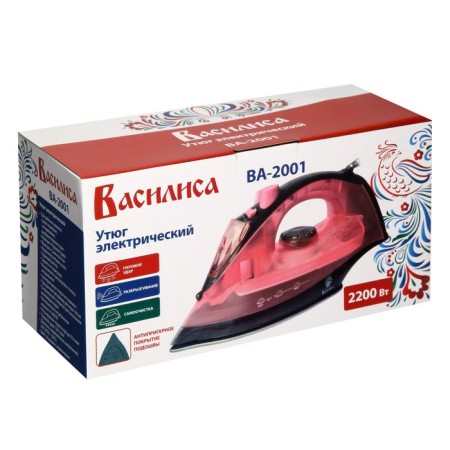 Iron "Vasilisa" VA-2001, 2200 W, anti-stick sole, 120 g/min, 160 ml, pink-9