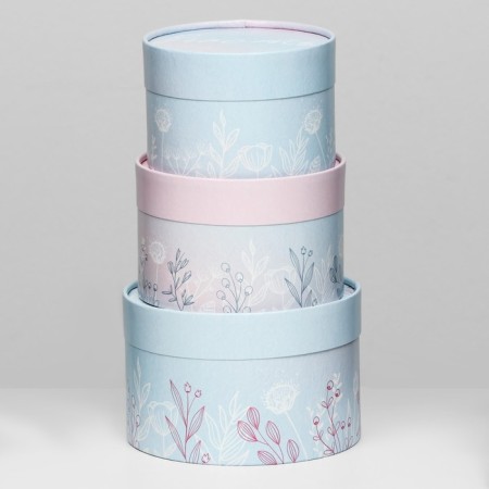 A set of hat boxes 3 in 1 "Happiness", hooked, 16 x 10, 14 x 9, 13 x 8.5 cm-2